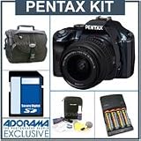 Pentax K-x Digital SLR Navy Blue Camera /Lens Kit with Black 18-55mm DA-L Lens, 4GB SD Memory Card, 4 AA Nickel Metal Hydride (NiMH) 2900 mAH Rechargeable Batteries with 4-Hour AA & AAA Quick Charger, 110/220 volt. Camera Bag, Digital Camera & Lens Cleaning Kit