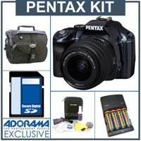 Pentax K-x Digital SLR Navy Blue Camera /Lens Kit with Black 18-55mm DA-L Lens, 4GB SD Memory Card, 4 AA Nickel Metal Hydride (NiMH) 2900 mAH Rechargeable Batteries with 4-Hour AA & AAA Quick Charger, 110/220 volt. Camera Bag, Digital Camera & Lens Cleaning Kit