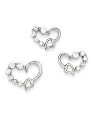Genuine IceCarats Designer Jewelry Gift Sterling Silver Cz Heart Earring & Pendant Set