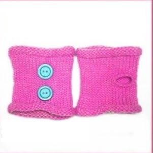 Modern Girl's thick warm wool knitting cartoon gloves pink