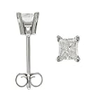 14K White Gold, Square Princess Cut, Diamond Stud Earrings (1/2 ctw, G-H Color, SI-I2 Clarity)