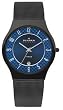 Skagen #233XLTMNC Men's Black Titanium Mesh Band Blue Carbon Fiber Dial Watch