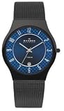 Skagen #233XLTMNC Men's Black Titanium Mesh Band Blue Carbon Fiber Dial Watch