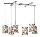 IMAGE OF FABRIQUE 6-LIGHT DRUM PENDANTS IN POLISHED CHROME WITH VELVETY VINE SHADES