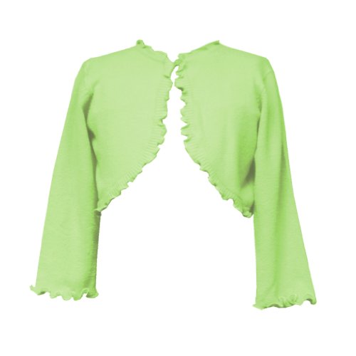 Rare Editions NEWBORN 3M-9M LIME-GREEN LONG SLEEVE RUFFLE TRIM SWEATER-KNIT Cropped Bolero Shrug Cardigan Jacket/Sweater, 3M-9M