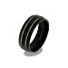 Jewelry : Eve's Addiction Mens Black Titanium Ring with Double Silver Stripe