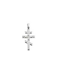 32.00x18.00 mm Orthodox Cross Pendant in 14K White Gold