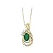 14K Yellow Gold 0.04 ct. Diamond and 6 x 4 MM Oval Shaped Emerald Pendant with Chain