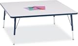 Jonti-Craft 6418JCT112 Kydz Activity Table - Square - 48 x 48 Inches, 11-15 Inch Height - Gray/Navy