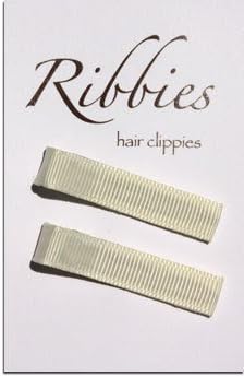 Ribbies - Ivory Solid Ribbon Hair Clips