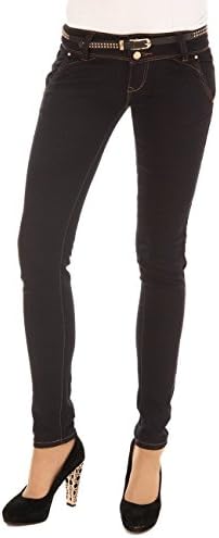 Balingi Women's Jeans With Belt Ba10359 40 Dark Blue