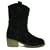 Womens Black Suede Leather Cowboy Cowgirl Ladies Western Ankle Boots