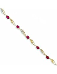2.5 Carat 14K Gold Diamond and African Ruby Oval Bracelet