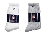 Fila Men's Cushioned Athletic Crew Socks - 24 PACK!!! 12 white/w black logo + 12 grey/w black logo