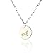 AMIST Tiny Simple Monogram Script Necklace Initial Disc Necklace
