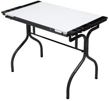 Bundle-32 Folding Craft Station with Metal Support Bars (2 Pieces) Finish / Work Surface: Black / White Laminate