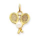 14k Tennis Racquets with Cultured Pearl Charm