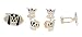 Jewelry : Gold plated and black enamel "crown" cufflinks and shirt stud set