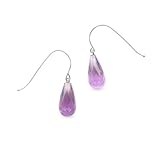 Platinum Purple Amethyst 12x6mm Briolette Drop Earrings