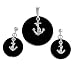 Sterling Silver Sets with Black Onyx - Anchors - Pendant: 22mm, Earring: 14mm