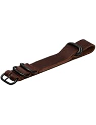 Premium PVD 18mm 5-ring Thick Leather Worn Dark Brown Urban Military Nato Watch Strap - Fits All Watches!!!