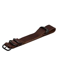 Premium PVD 22mm 5-ring Thick Leather Worn Dark Brown Urban Military Nato Watch Strap - Fits All Watches!!!