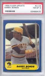 1986 Barry Bonds Fleer Update Baseball MLB Rookie Cards - Professionally Graded a PSA 8 (San Francisco Giants)