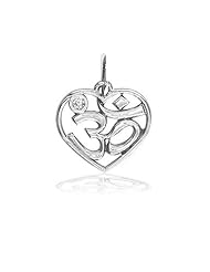 Mini Heart Yoga Ohm, Om, Aum charm jewelry in 14k Gold with Diamond Accent