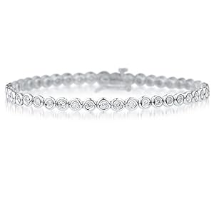 14k White Gold Diamond Bezel Set Bracelet (1 cttw, I-J Color, I2-I3 Clarity),... by