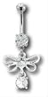 MINI NAVEL RING WITH SILVER BUTTERFLY WITH CLEAR GEMS
