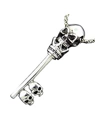 925 Silver Skull Key Pendant