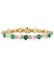 14k Yellow Gold Diamond and Emerald Bracelet