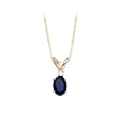 14K Yellow/White Gold 0.02 ct. Diamond and 5/8 ct. Oval Shaped Sapphire Pendant with Chain