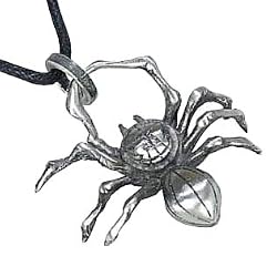 Spider Pewter Pendant Necklace