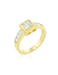Simple Golden Square Bezel CZ Ring