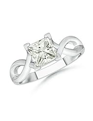 Princess White Moissanite Solitaire Engagement Ring