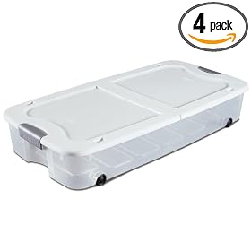 Sterilite 19958004 66-Quart Ultra Underbed Box, White Lid See Through Base with Titanium Latches... by Sterilite