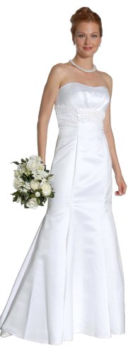 Formal Evening Gown. Detachable straps with beading underneath empire waist and mermaid skirt