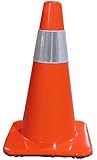 Work Area Protection 18PVCS Polyvinyl Chloride Standard Traffic Cone with 4" VSB Reflective Collar, 7-1/4" Diameter x 18" Height, Fluorescent Orange