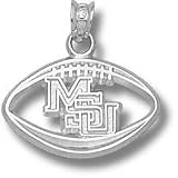 Mississippi State Bulldogs Solid Sterling Silver ''MSU'' Pierced Football Pendant