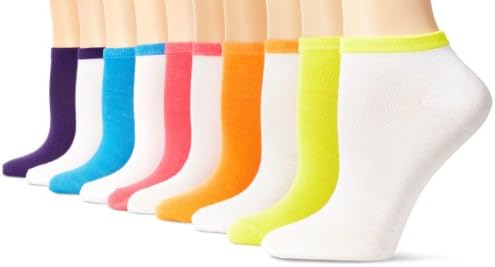 Modern Heritage Women's Ten-Pair Pack Bright Tipped Solid Low-Cut Socks