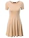 Doublju Women Casual Short Sleeve Round Neck Flare Mini Dress