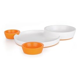 Boon Groovy - Interlocking Plate and Bowl Set - Orange/White
