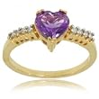 1.0cttw Heart Cut Amethyst Diamond 14K Yellow Gold Ring