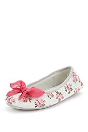 Ditsy Floral Print Bow Ballerina Slippers