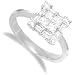 Jewelco London 18 carat solid white gold 0.72 carat Fine Diamond Princess and baguette-cut square cluster Ring