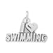I Love Swimming Charm Sterling Silver