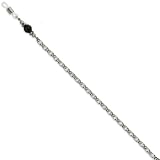 1928 Black Crystal Bead Eyeglass Holder Silver-tone 30 Inch Chain