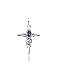 Bling Jewelry Sterling Silver Celtic Knot Cross Pendant with Oval Amethyst Gemstone