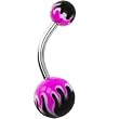 Purple Black Toxic Flame Belly Ring